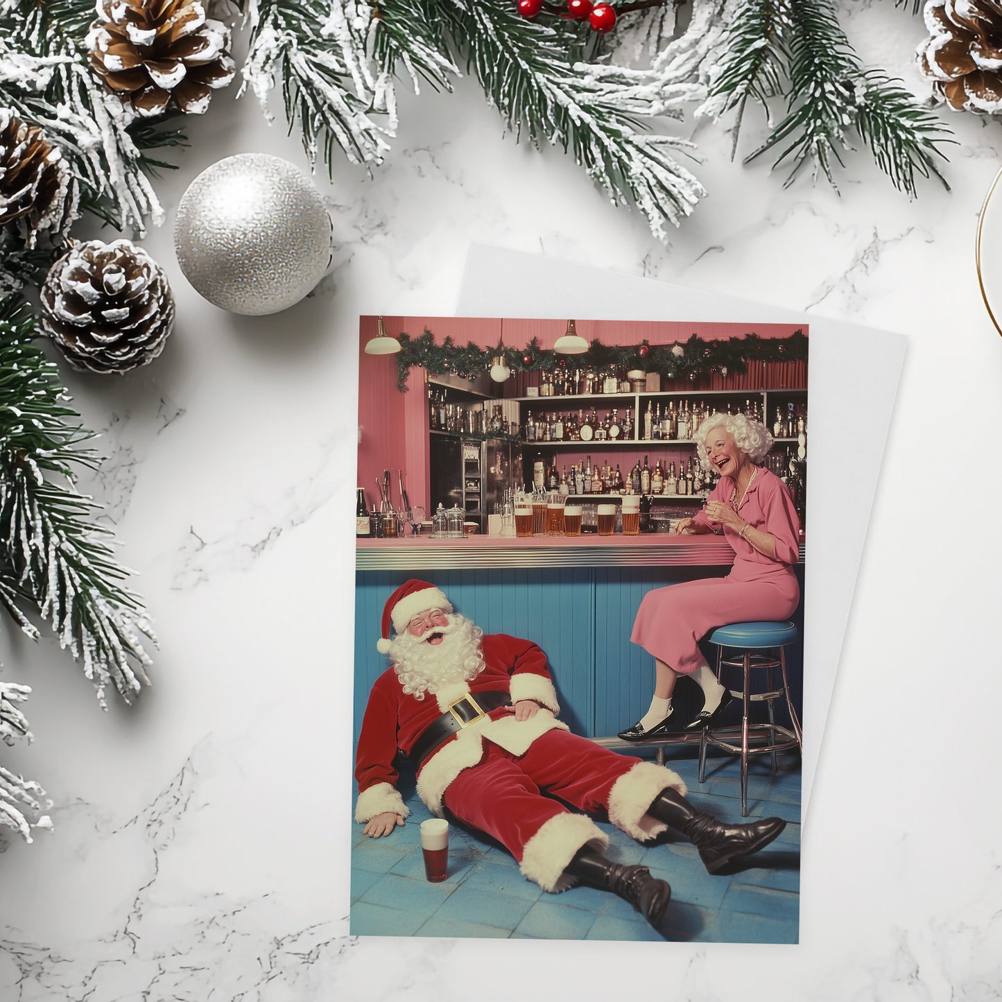 Cheers To Beers Vintage Christmas Card