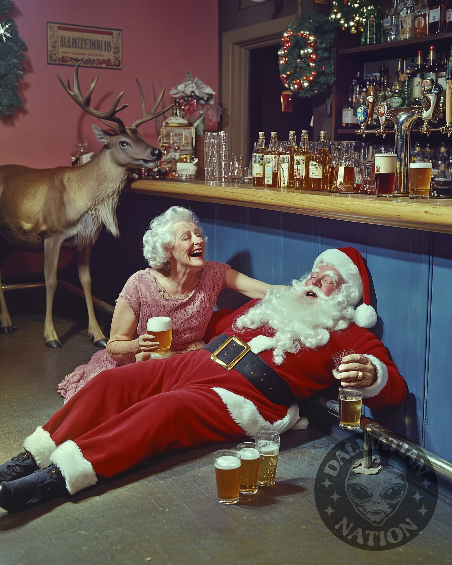 Eggnog Buzz Vintage Christmas Card