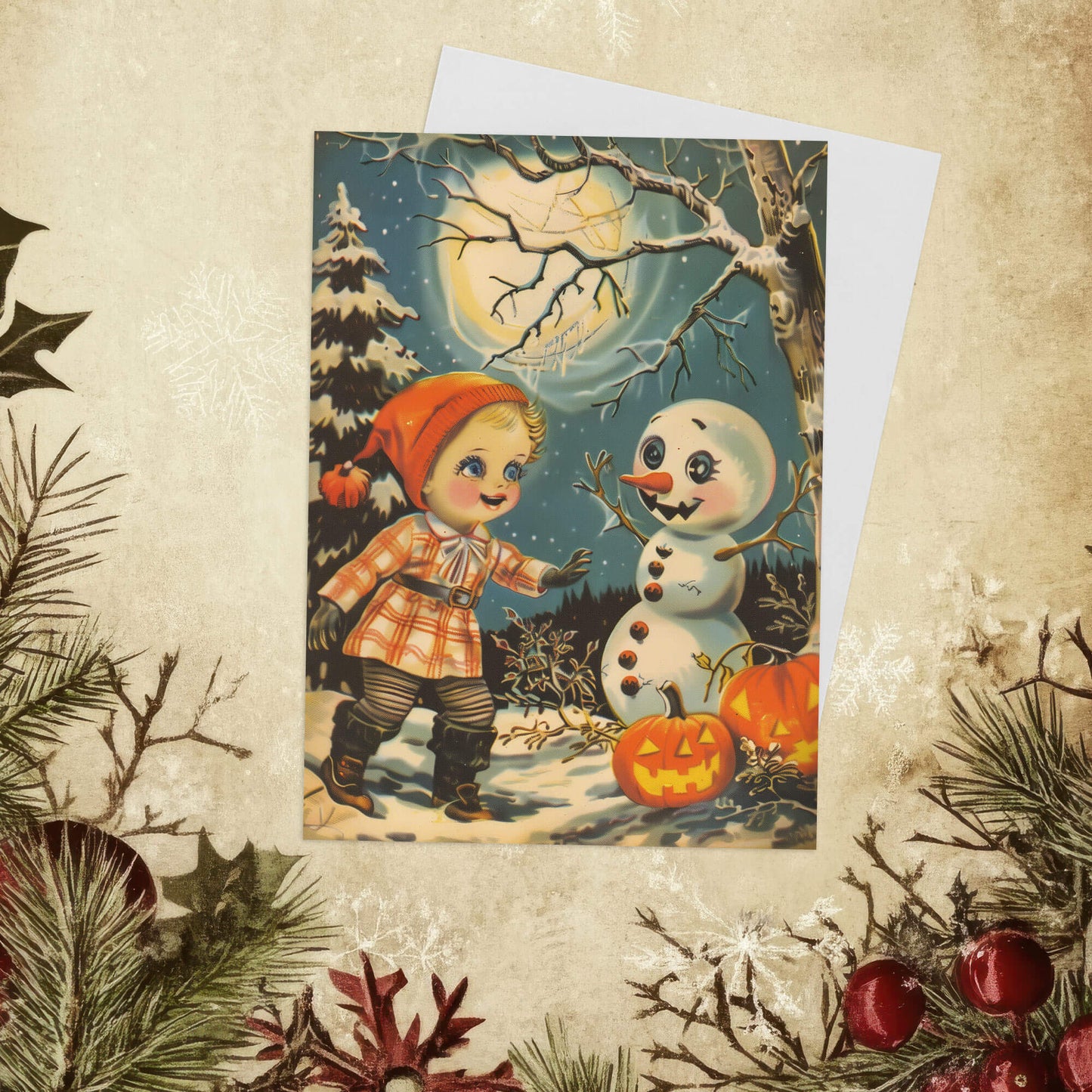 Frost and Fright Vintage Christmas Card