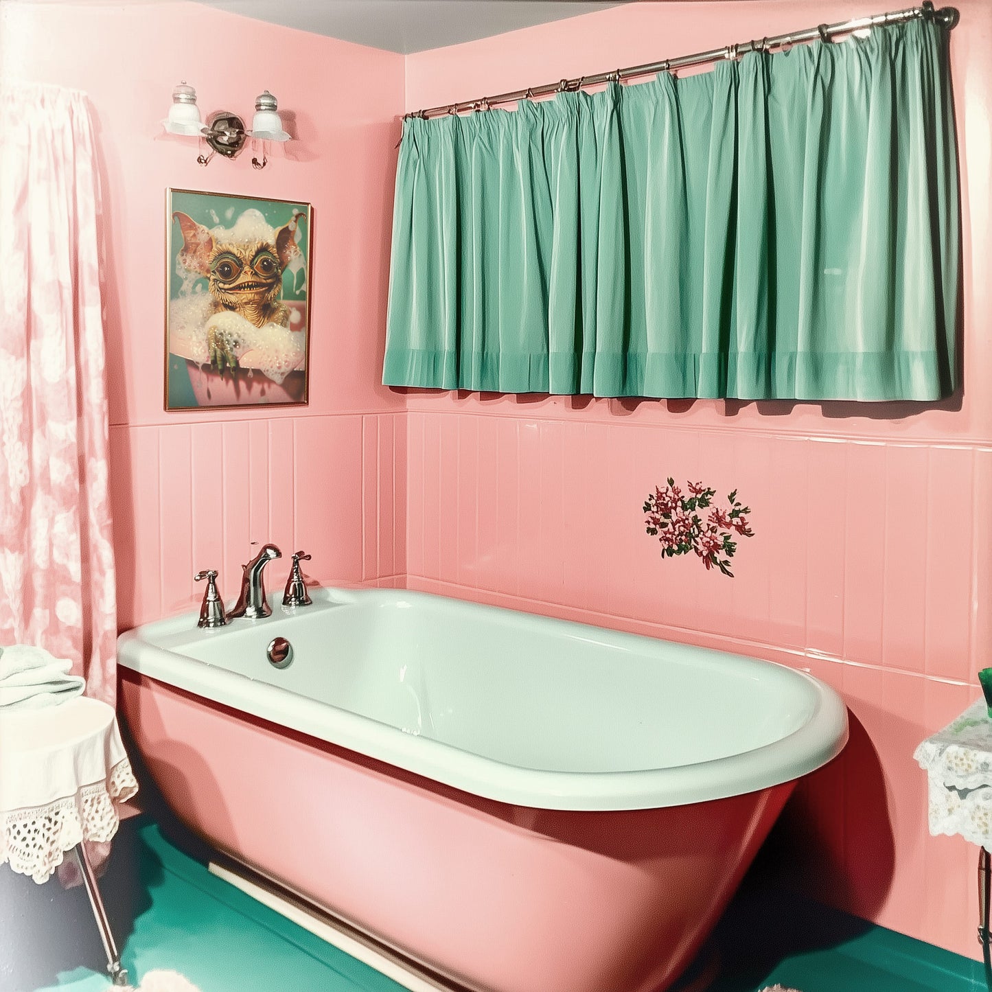 Grin and Bathe It Poster | Funny Bathroom Wall Print