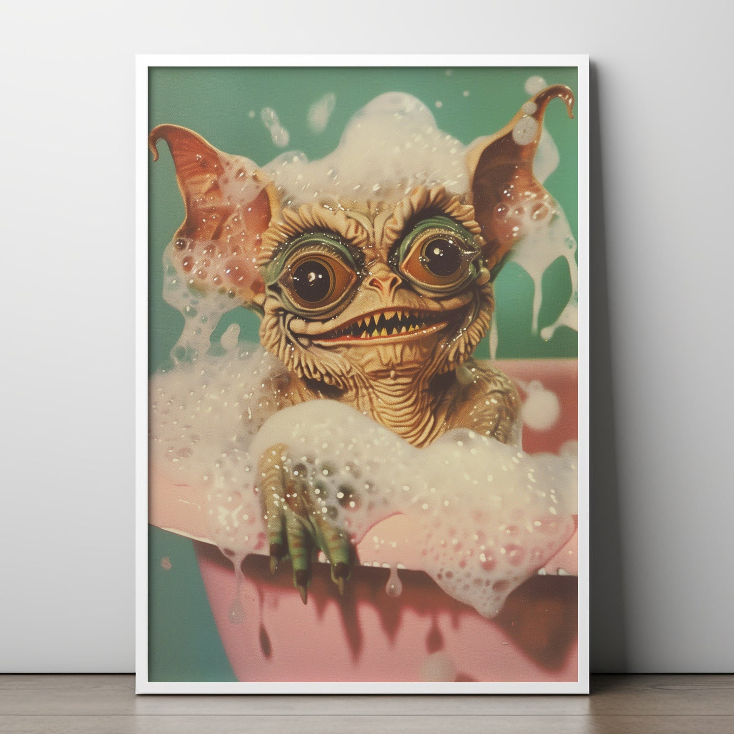 Grin and Bathe It Poster | Funny Bathroom Wall Print