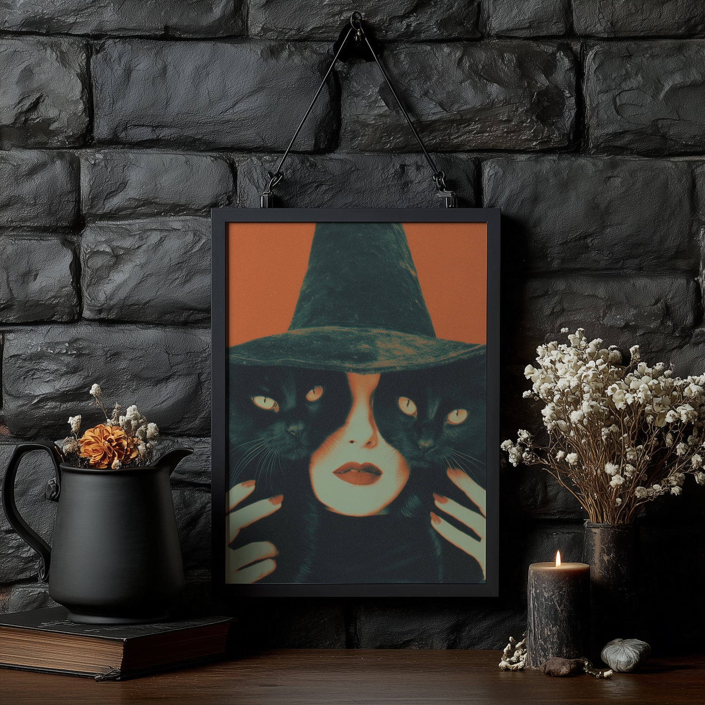 Resting Witch Face Poster | Vintage Halloween Art Print
