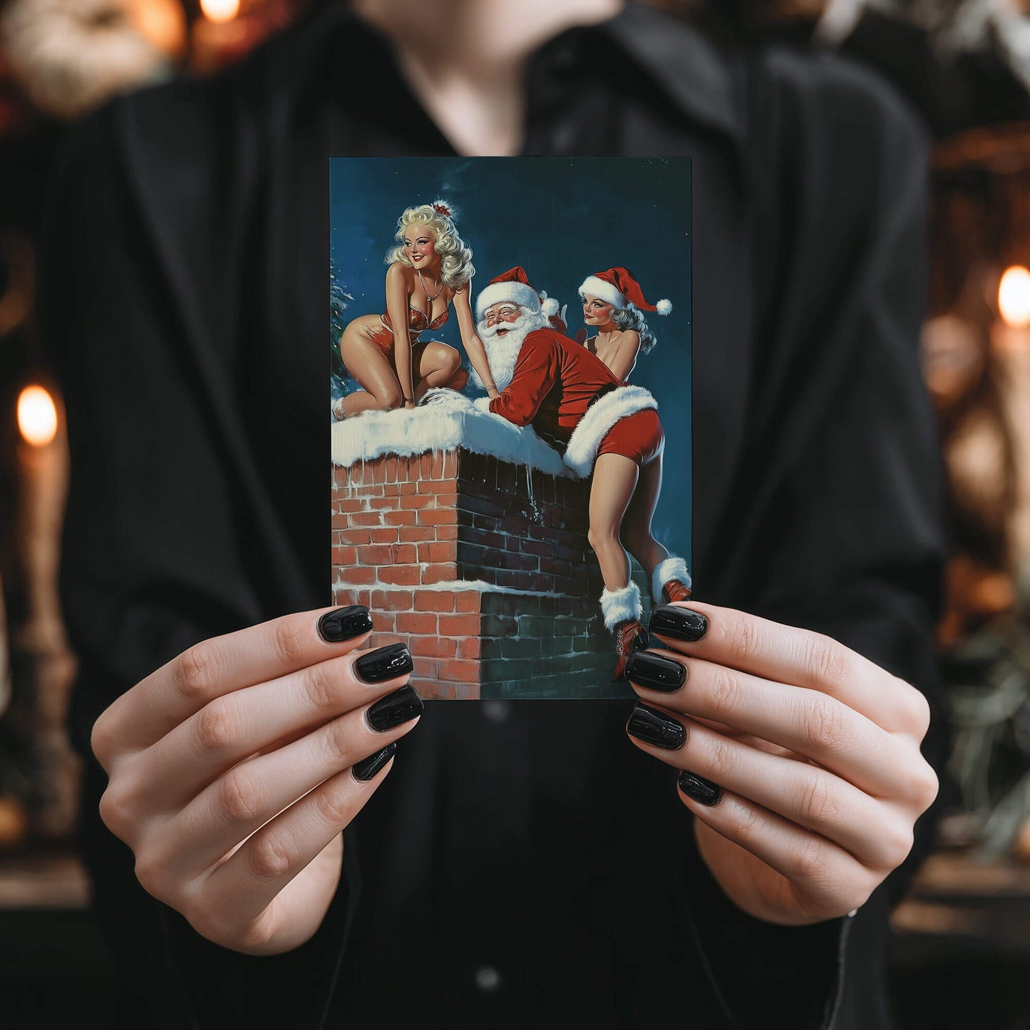 Santa Is Coming To Town Vintage Christmas Card