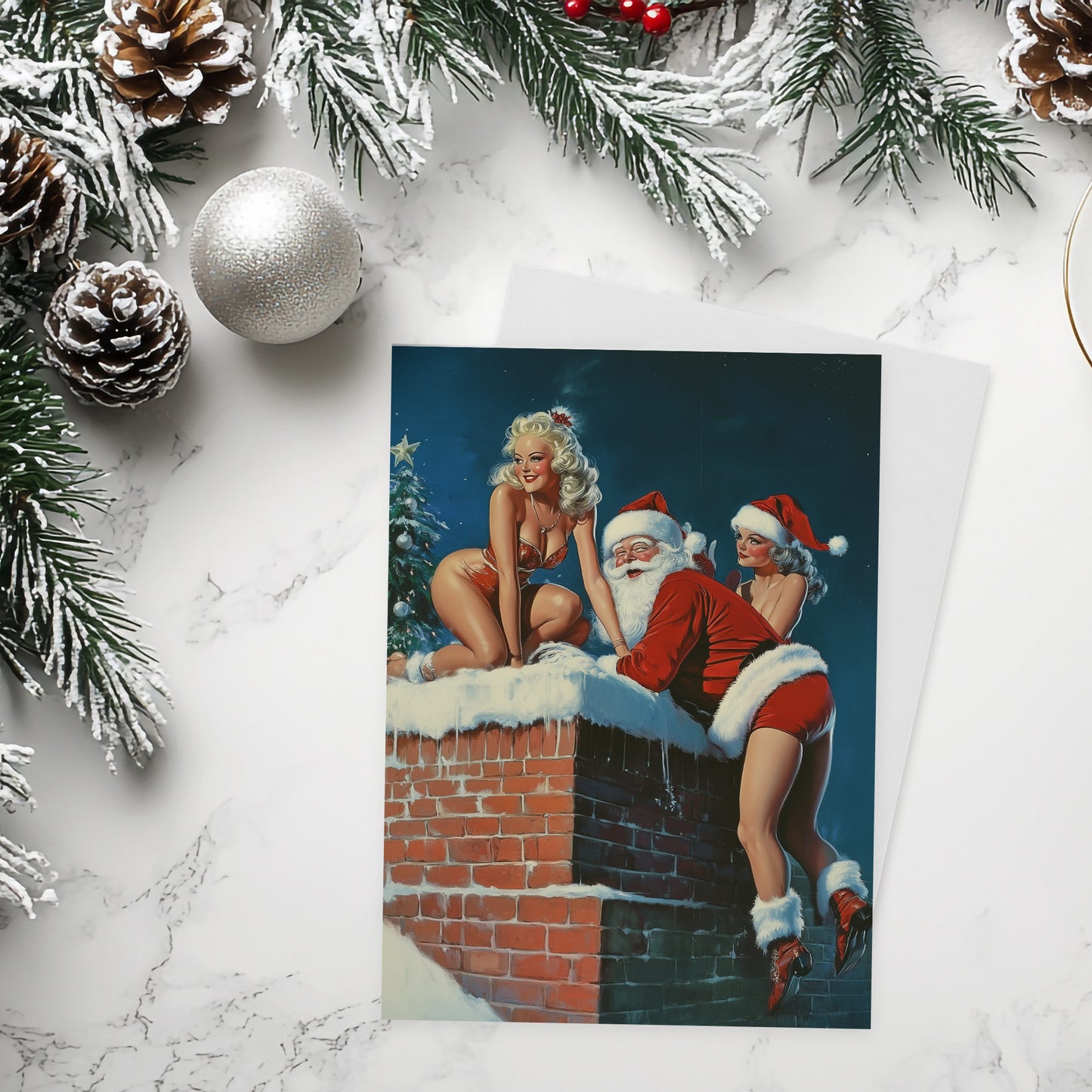 Santa Is Coming To Town Vintage Christmas Card