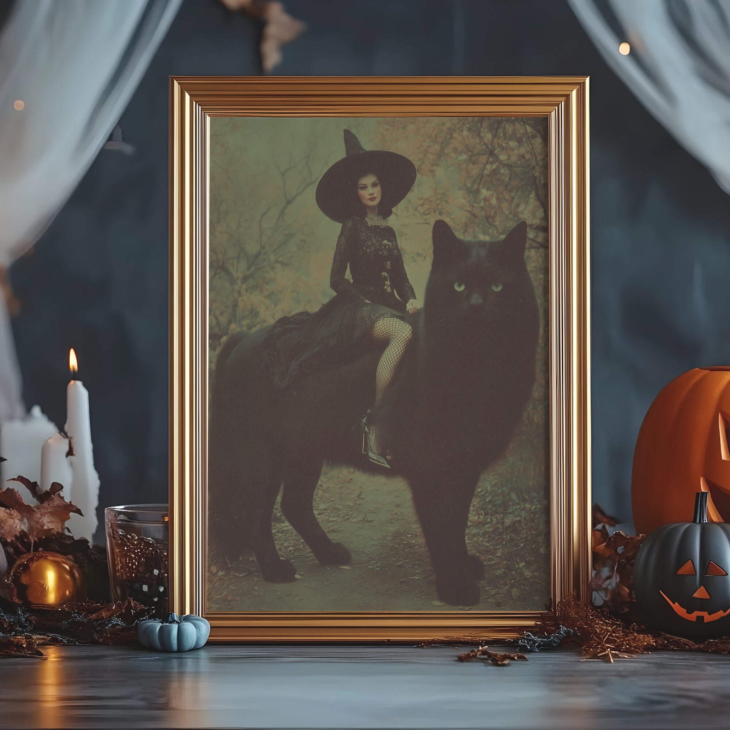 Big Cat Energy Poster | Witch Art Print | Black Cat Artwork