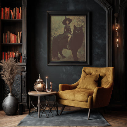 Big Cat Energy Poster | Witch Art Print | Black Cat Artwork