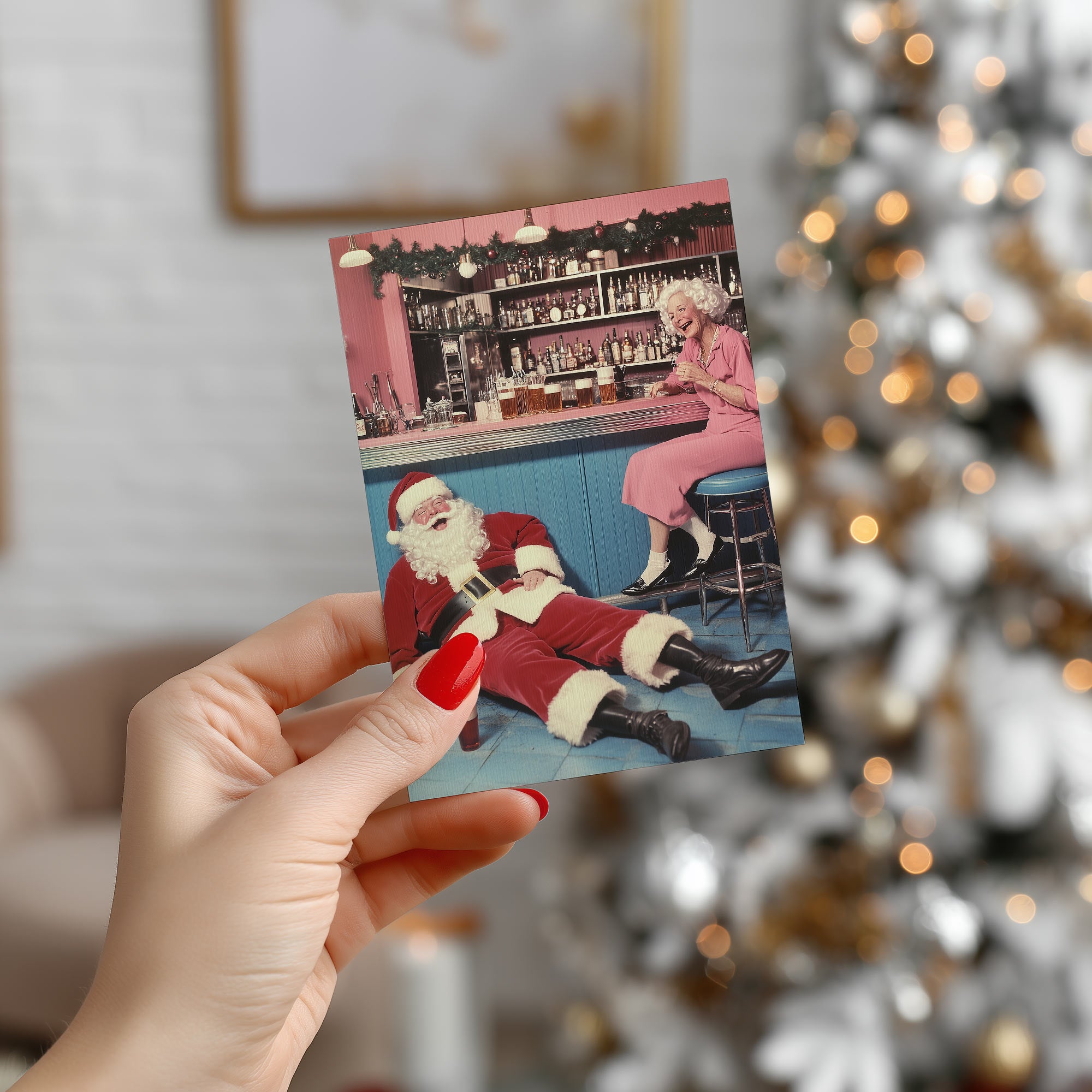 Cheers To Beers Vintage Christmas Card