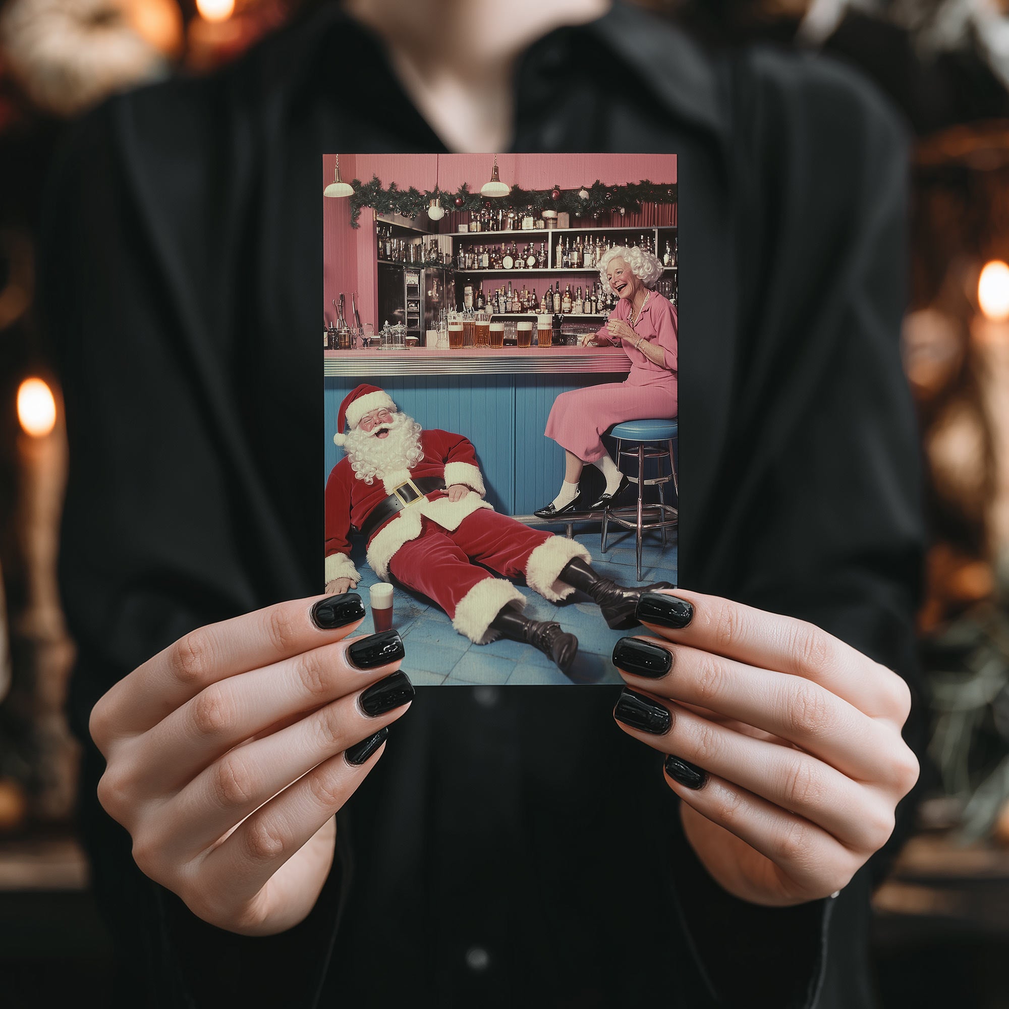 Cheers To Beers Vintage Christmas Card