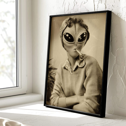 Cosmic Kush Poster | Vintage Alien Art Print
