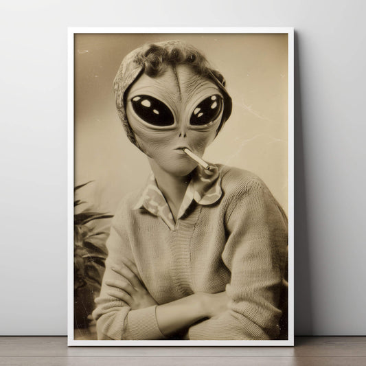 Cosmic Kush Poster | Vintage Alien Art Print