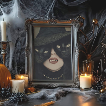 Fangs and Familiars Poster | Witch Art Print | Black Cat Artwork