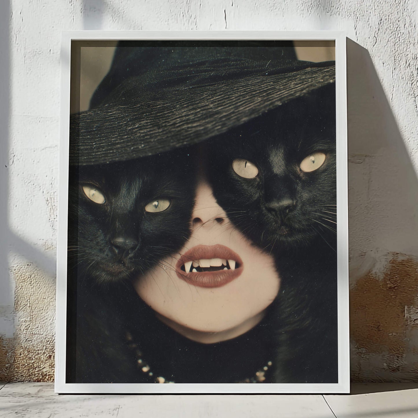 Fangs and Familiars Poster | Witch Art Print | Black Cat Artwork