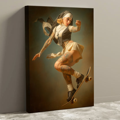 Holy Roller Canvas Print | Rebel Nun Artwork