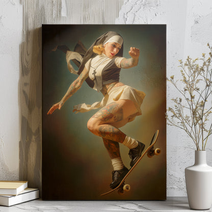 Holy Roller Canvas Print | Rebel Nun Artwork