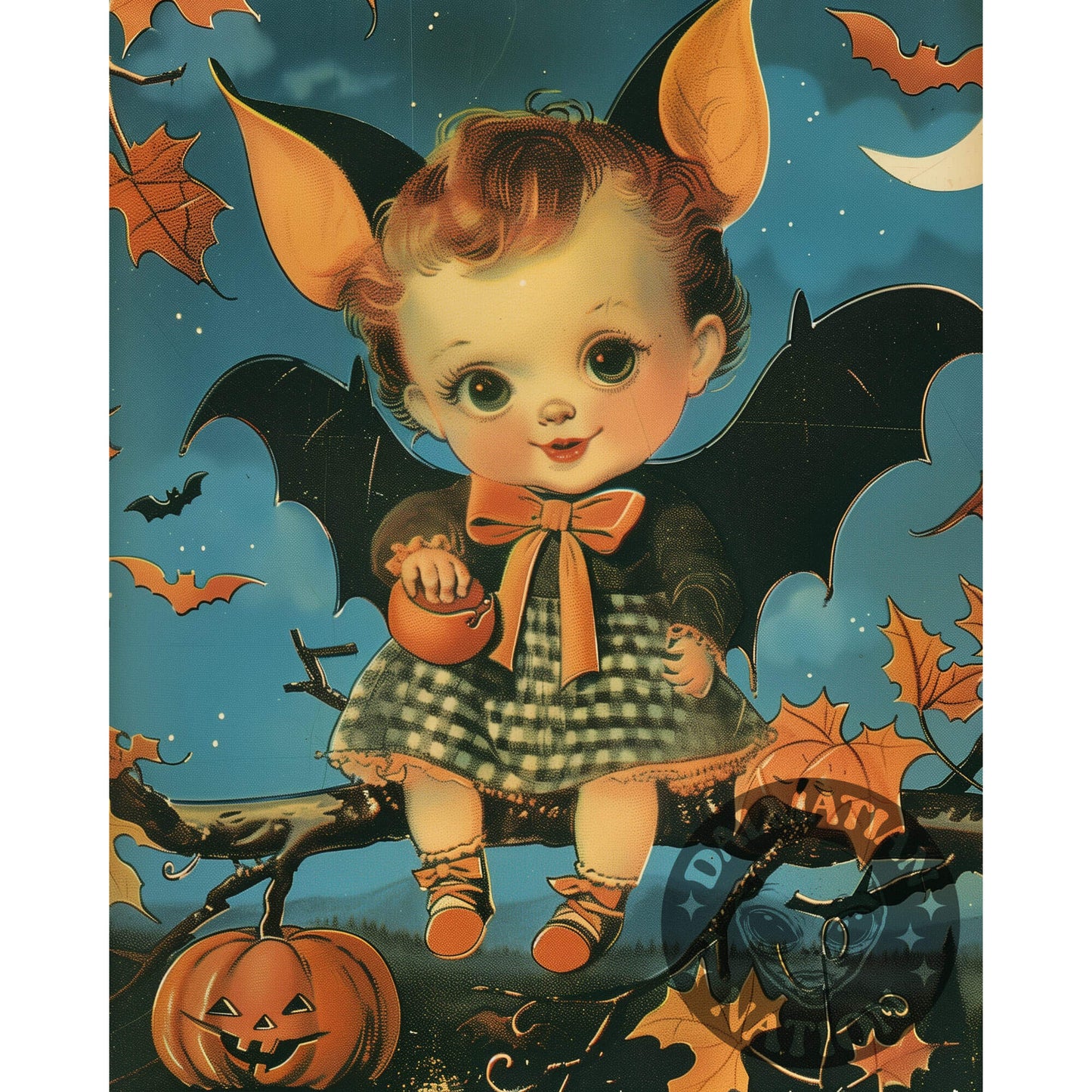 Lil' Bat Outta Hell Postcard | Vintage Halloween Card