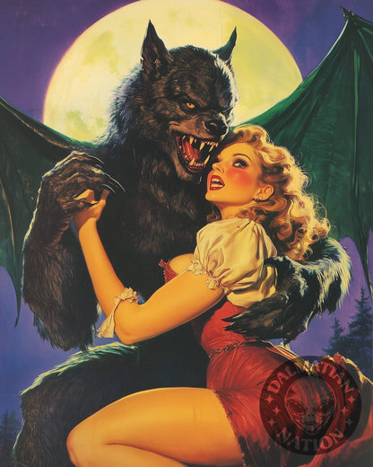 Vintage Pin-Up Love Wolf Poster
