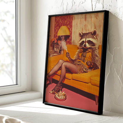 Miss Behavin' Poster | Funny Raccoon Art Print