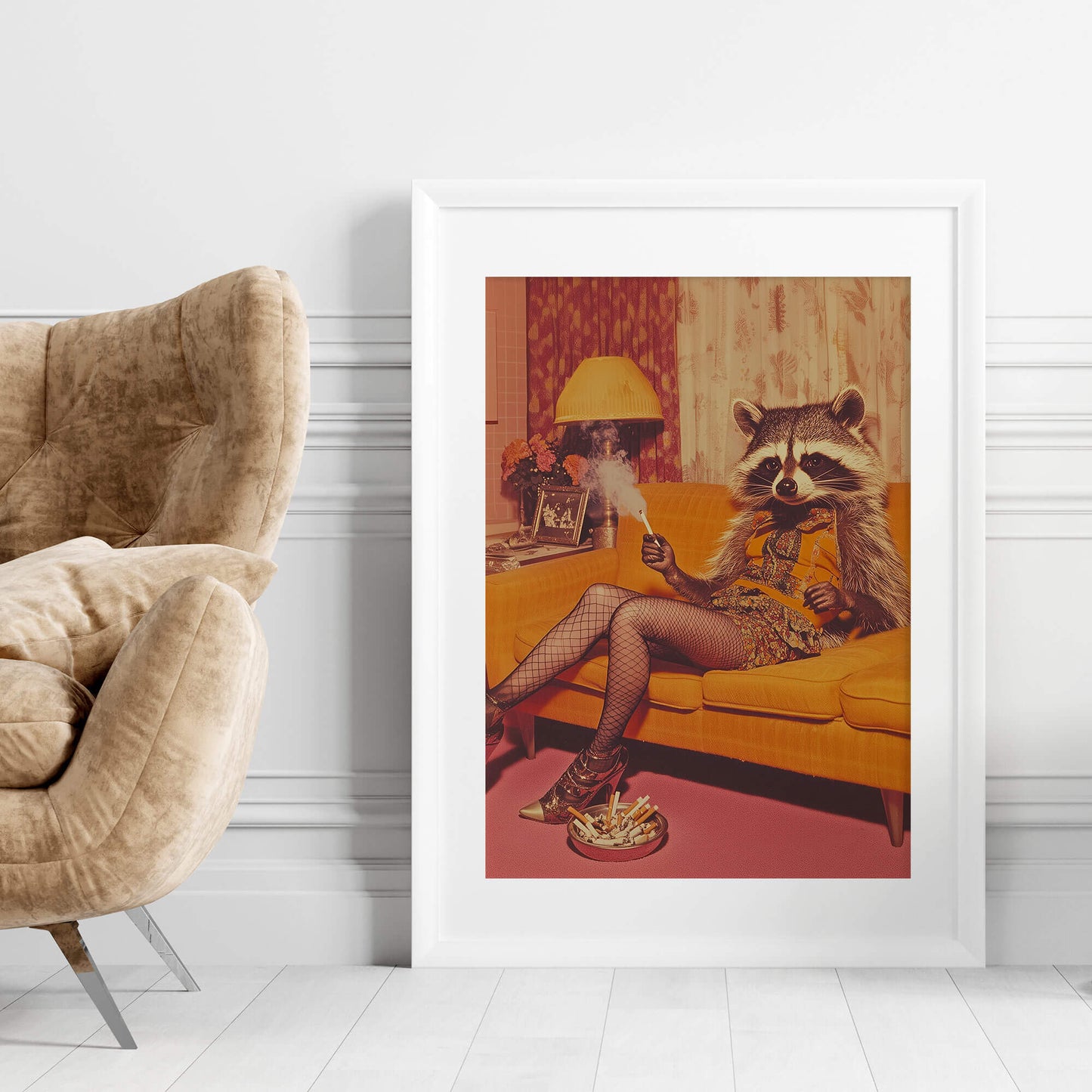 Miss Behavin' Poster | Funny Raccoon Art Print
