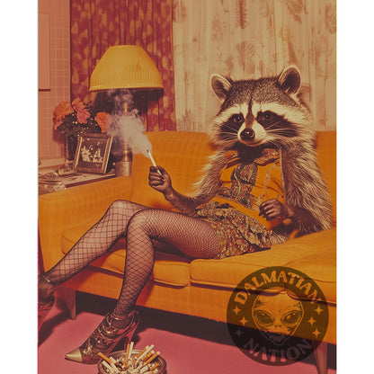 Miss Behavin' Poster | Funny Raccoon Art Print