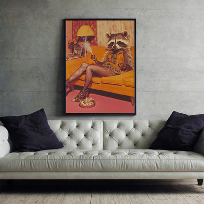 Miss Behavin' Poster | Funny Raccoon Art Print