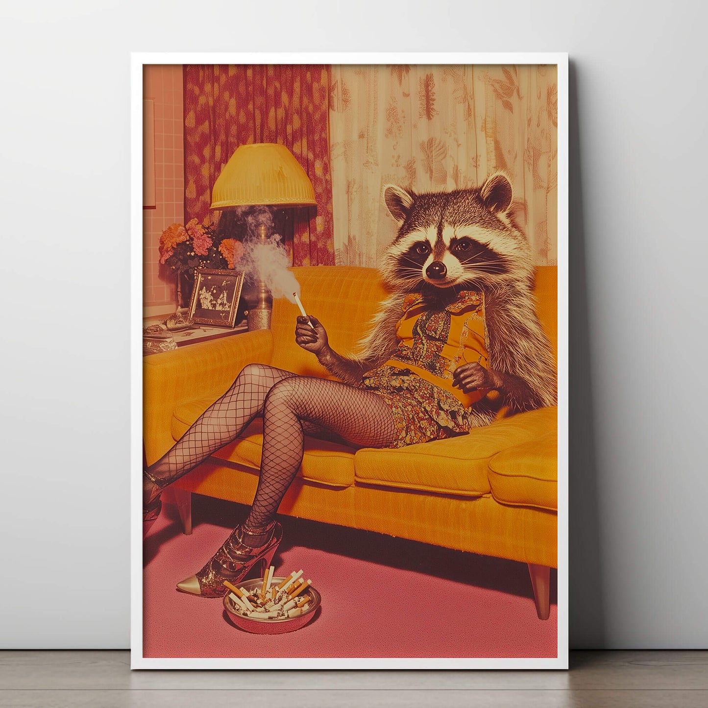 Miss Behavin' Poster | Funny Raccoon Art Print