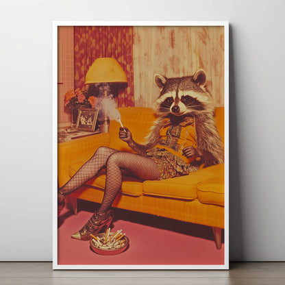 Miss Behavin' Poster | Funny Raccoon Art Print