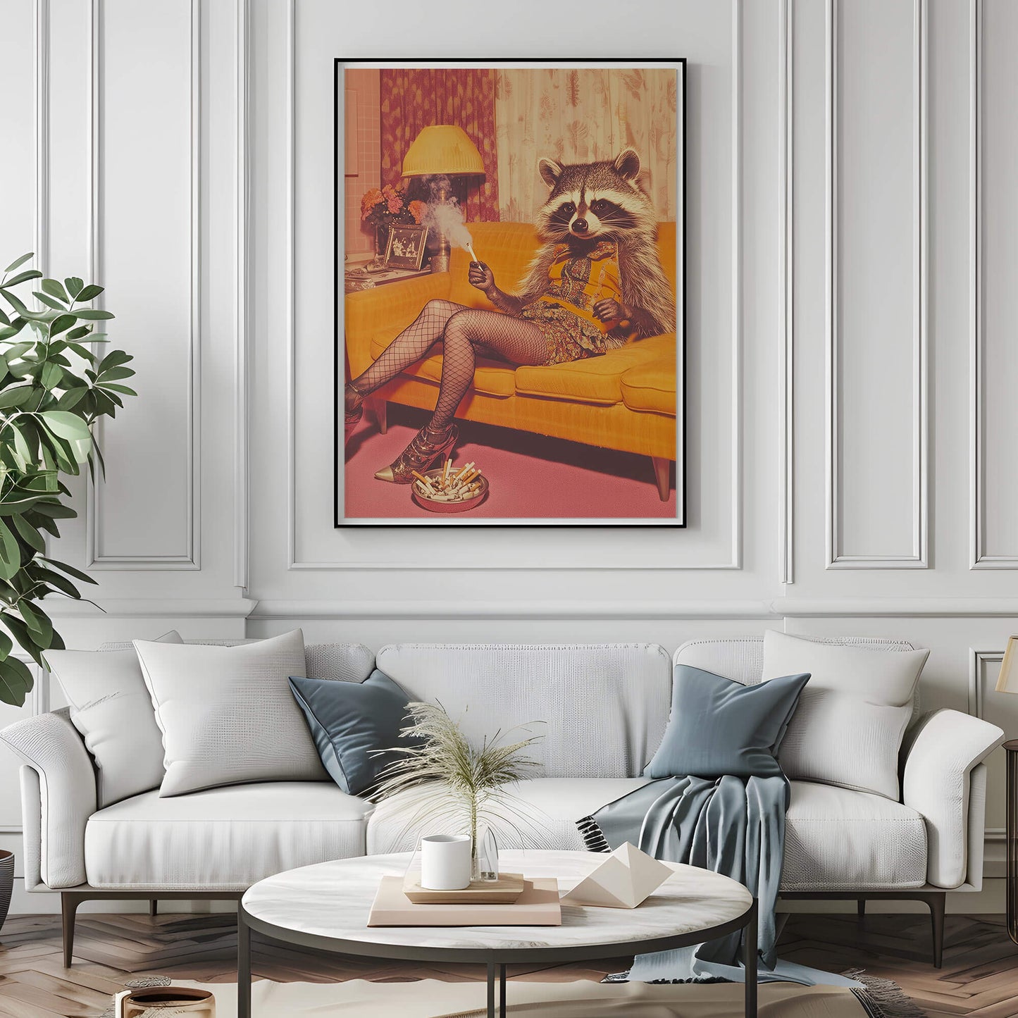 Miss Behavin' Poster | Funny Raccoon Art Print