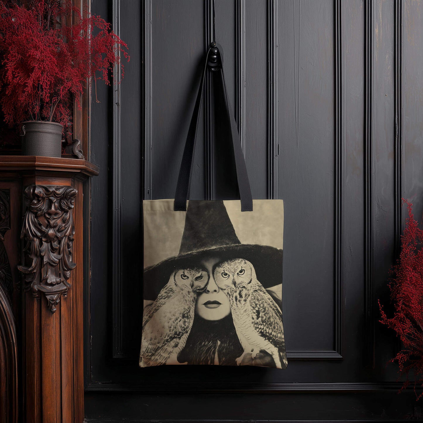 Owl By Myself Tote Bag | Witch Shopping Bag