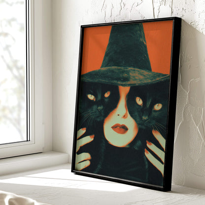 Resting Witch Face Poster | Vintage Halloween Art Print
