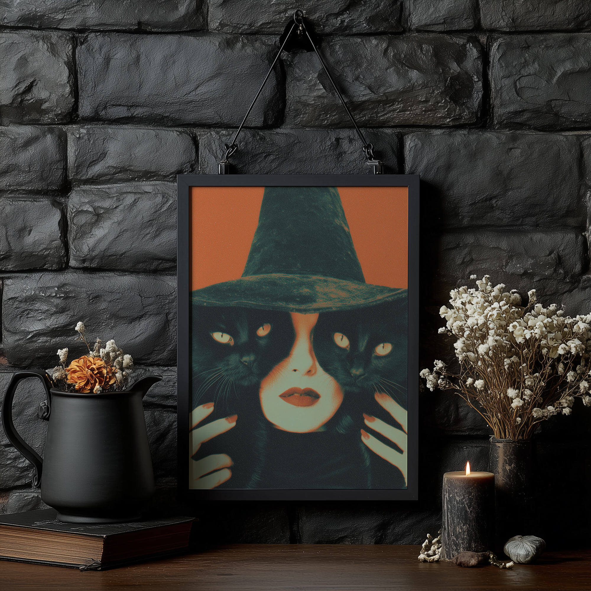 Resting Witch Face Poster | Vintage Halloween Art Print