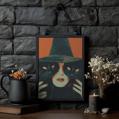 Resting Witch Face Poster | Vintage Halloween Art Print