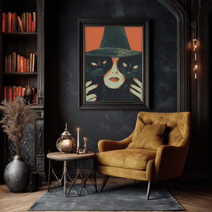 Resting Witch Face Poster | Vintage Halloween Art Print