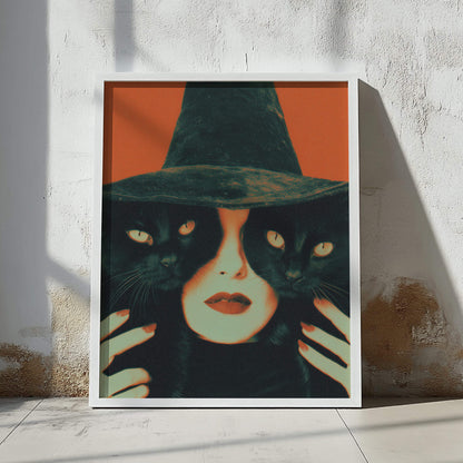 Resting Witch Face Poster | Vintage Halloween Art Print