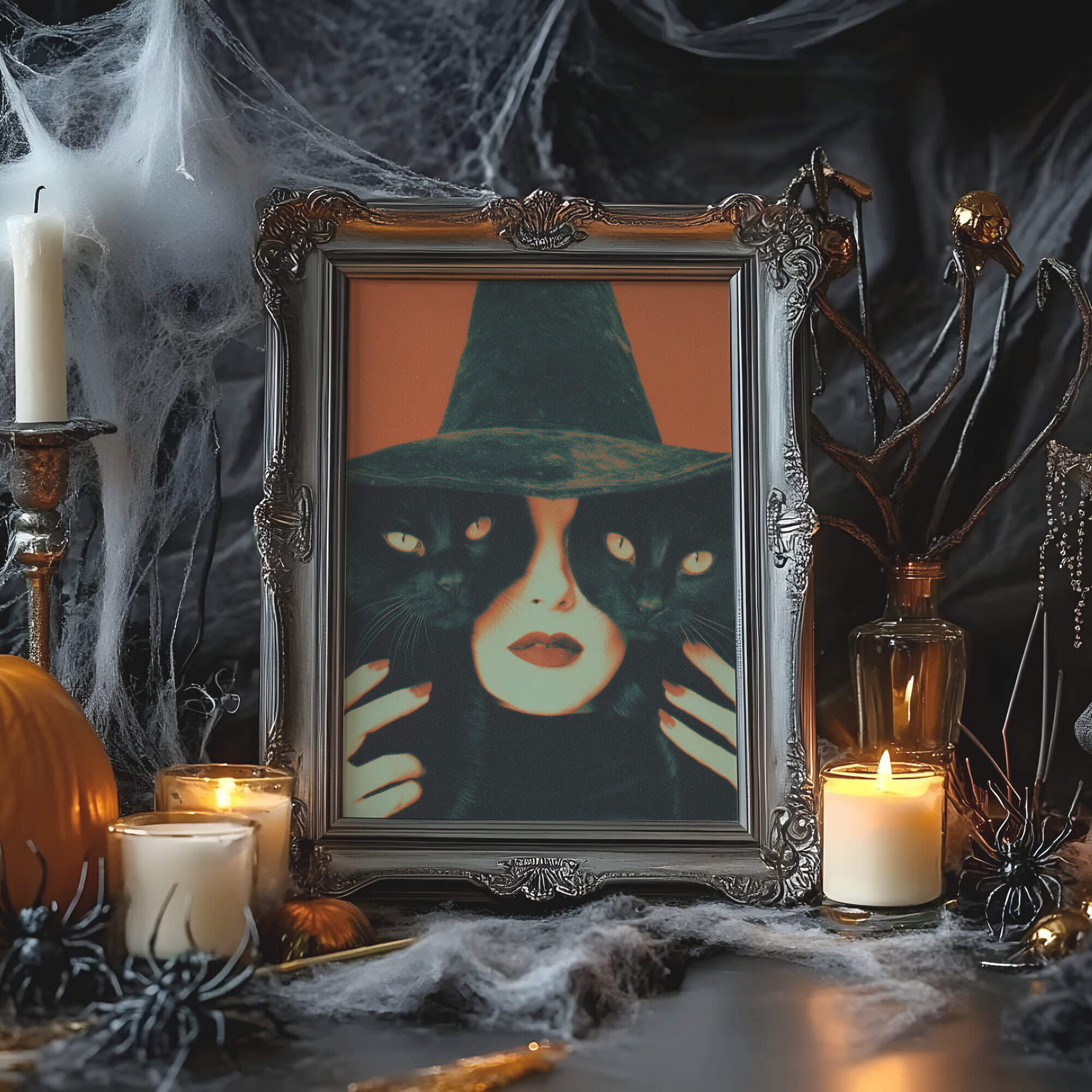 Resting Witch Face Poster | Vintage Halloween Art Print