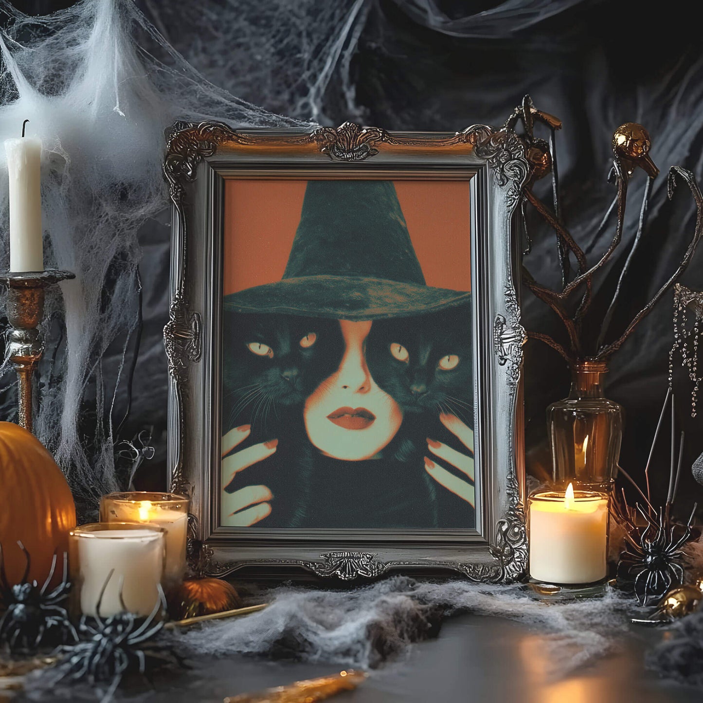 Resting Witch Face Poster | Vintage Halloween Art Print