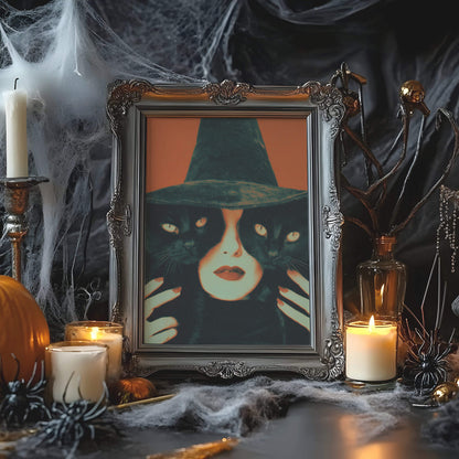 Resting Witch Face Poster | Vintage Halloween Art Print
