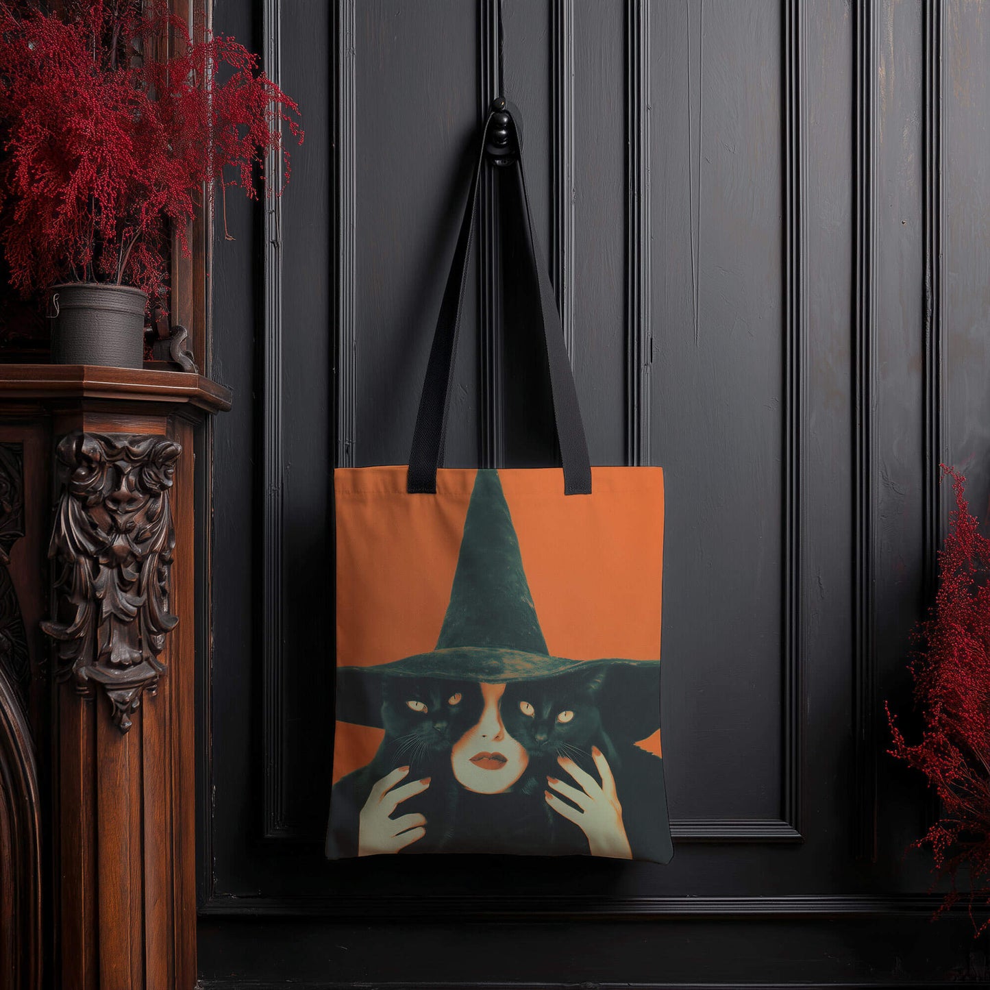 Resting Witch Face Tote Bag | Halloween Shopping Bag
