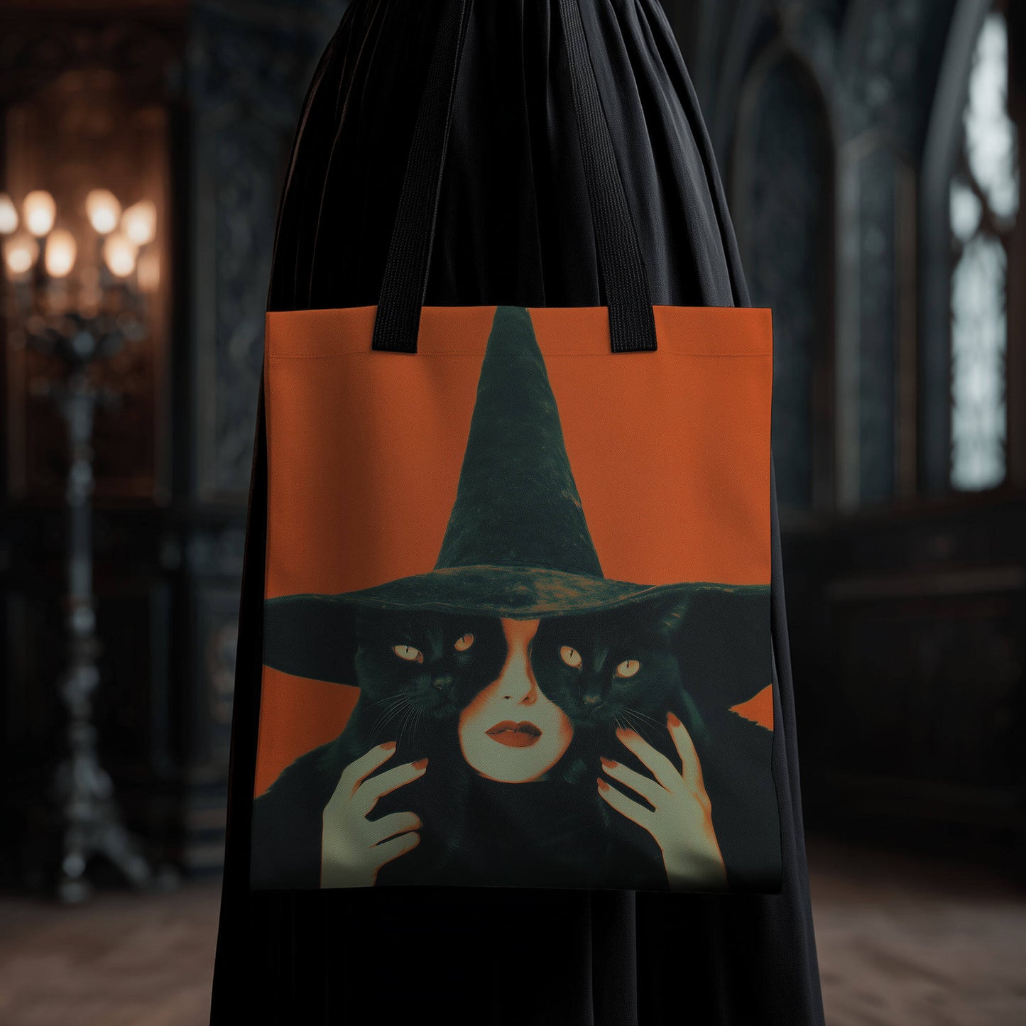 Resting Witch Face Tote Bag | Halloween Shopping Bag