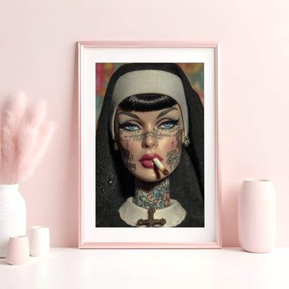 The Saint of Secondhand Smoke Poster | Nun Art Print