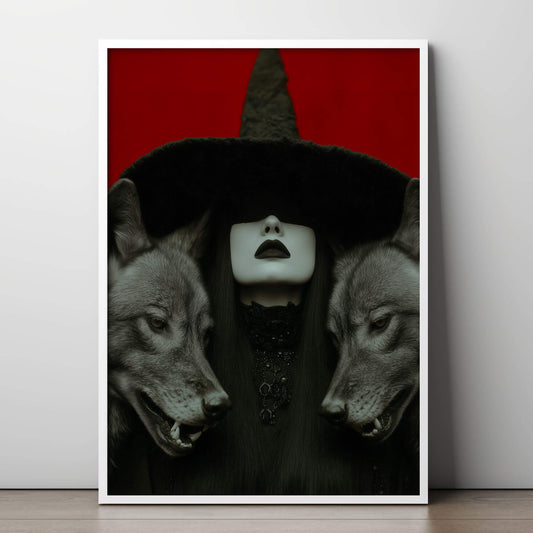 The Veiled Witch Poster | Witchy Art Print | Wolf Artwork